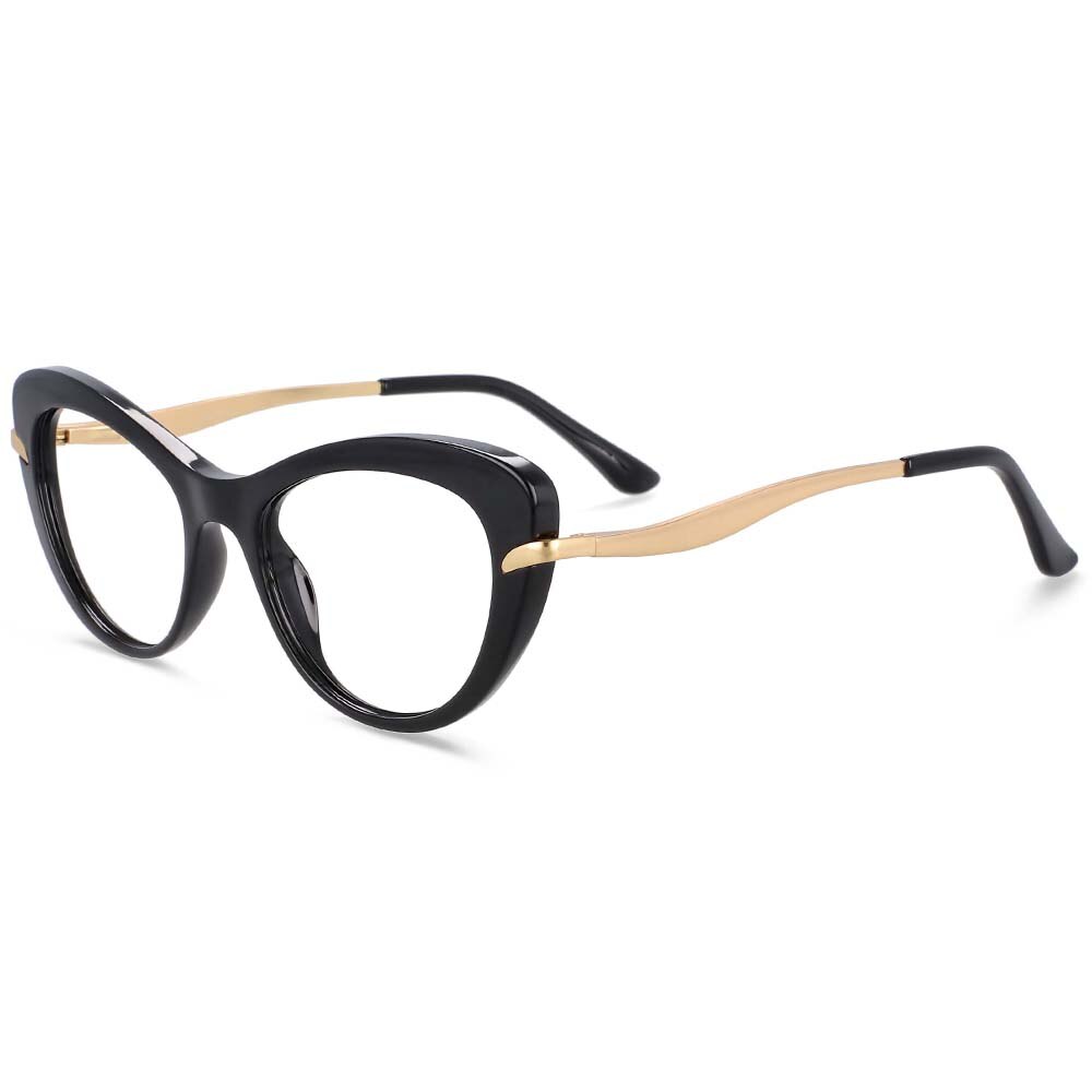 CCspace Women's Full Rim Cat Eye Tr 90 Titanium Frame Eyeglasses 54024 Full Rim CCspace China Black