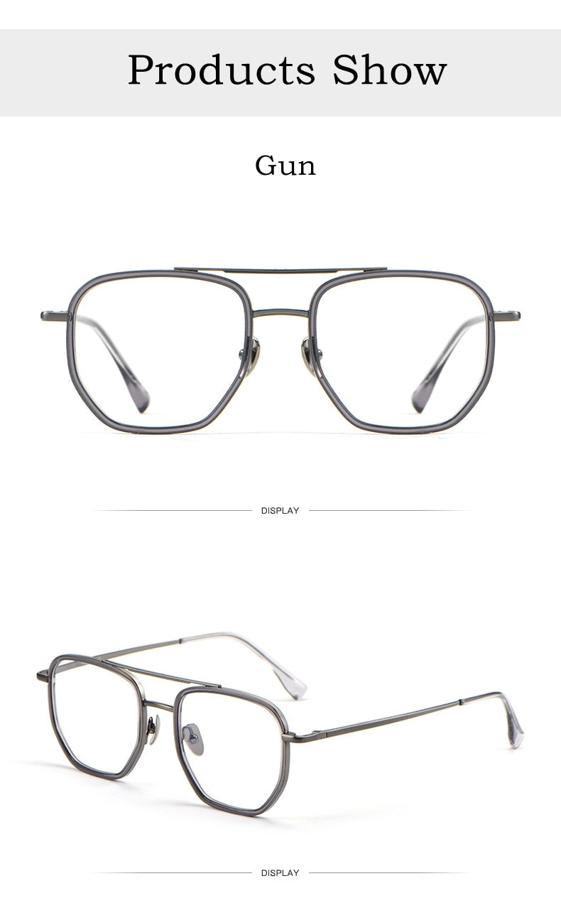 Yimaruili Unisex Full Rim Double Bridge β Titanium Frame Eyeglasses L1361 Full Rim Yimaruili Eyeglasses