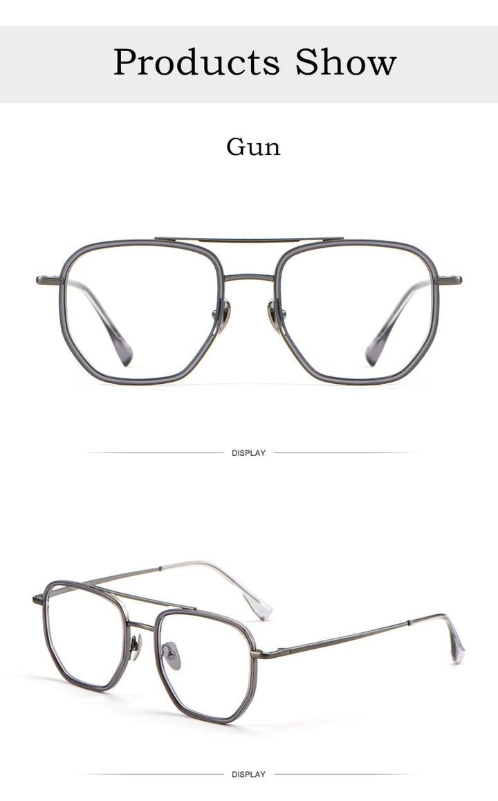 Yimaruili Unisex Full Rim Double Bridge β Titanium Frame Eyeglasses L1361 Full Rim Yimaruili Eyeglasses