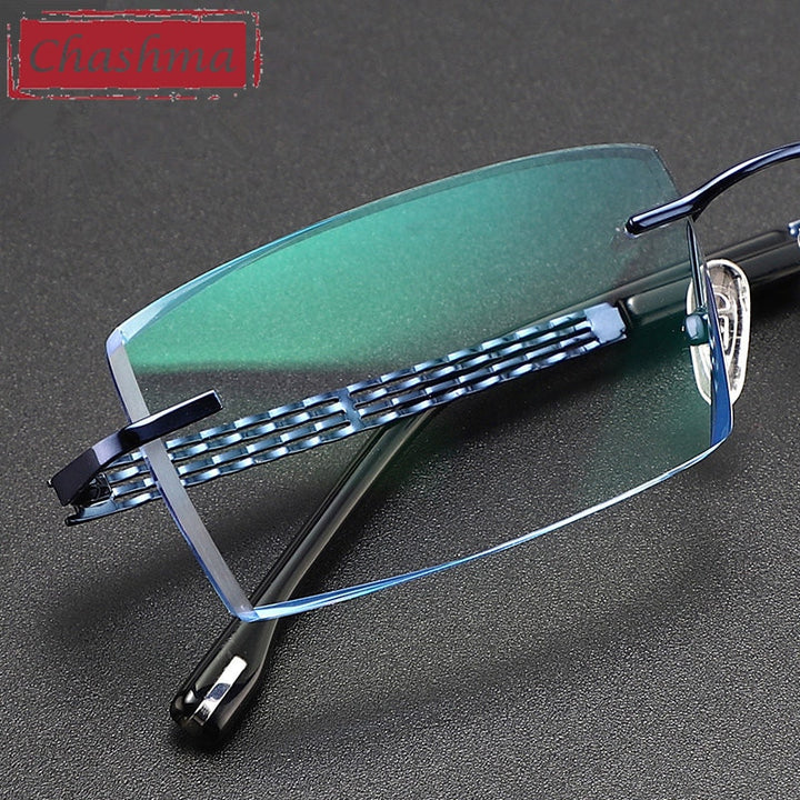Chashma Ottica Men's Rimless Rectangle Titanium Eyeglasses Tinted Lenses 1025 Rimless Chashma Ottica