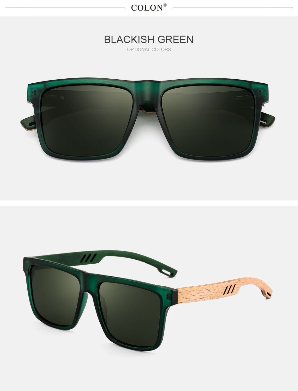 Yimaruili Unisex Full Rim Square  Bamboo/Wooden Frame Polarized Lens Sunglasses 8028 Sunglasses Yimaruili Sunglasses