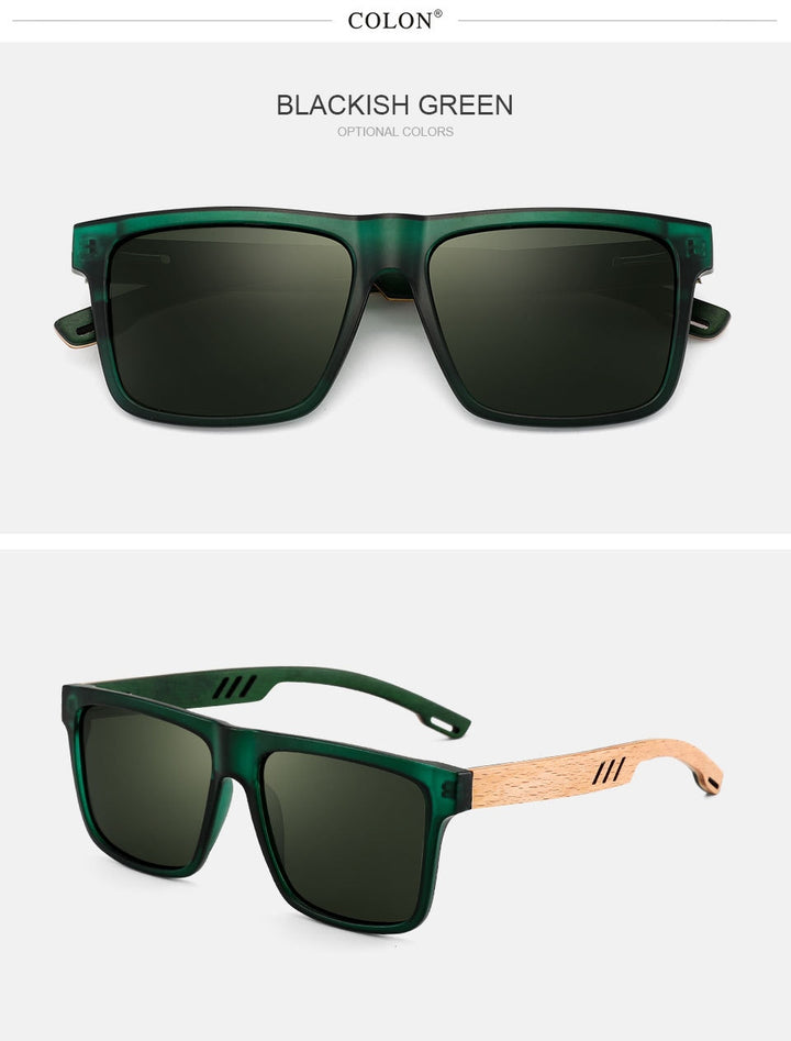 Yimaruili Unisex Full Rim Square  Bamboo/Wooden Frame Polarized Lens Sunglasses 8028 Sunglasses Yimaruili Sunglasses