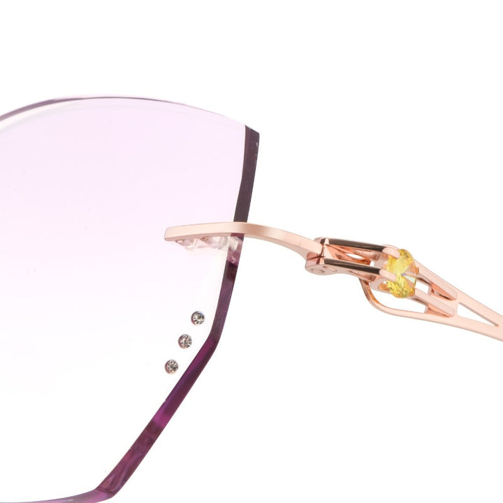 Reven Jate Women's Eyeglasses Alloy Rimless Diamond Cutting 98101 Rimless Reven Jate