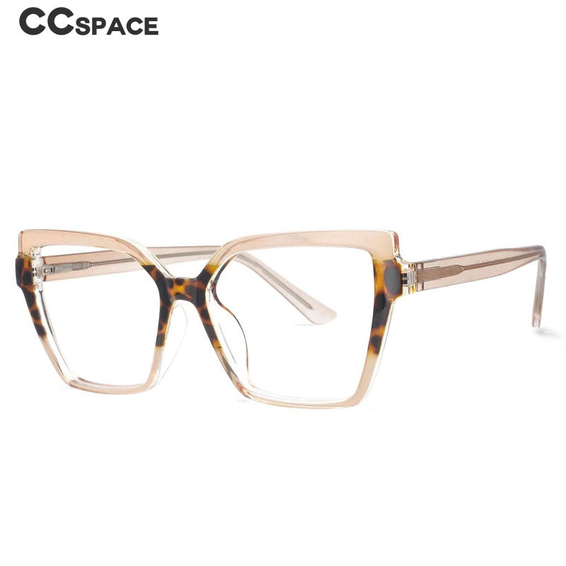 CCspace Women's Full Rim Oversized Square Cat Eye Tr 90 Titanium Frame Eyeglasses 53683 Full Rim CCspace
