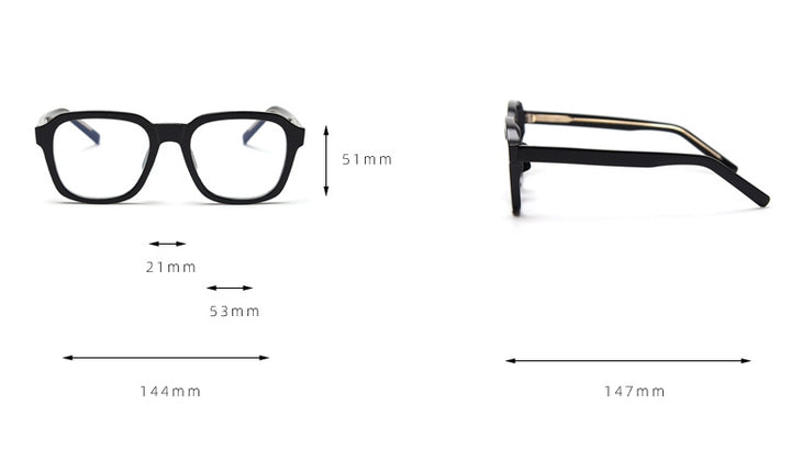CCspace Women's Full Rim Square Tr 90 Titanium Frame Acetate Leg Eyeglasses 49354 Full Rim CCspace