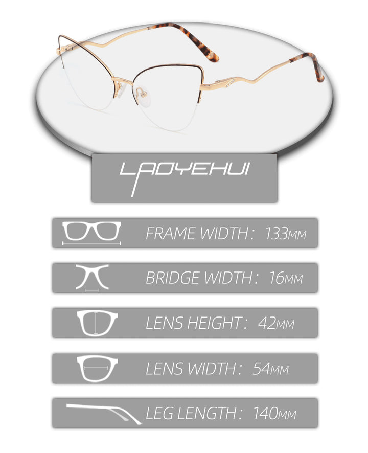 Laoyehui Women's Semi Rim Cat Eye Alloy Frame Reading Glasses 84511 Reading Glasses Laoyehui