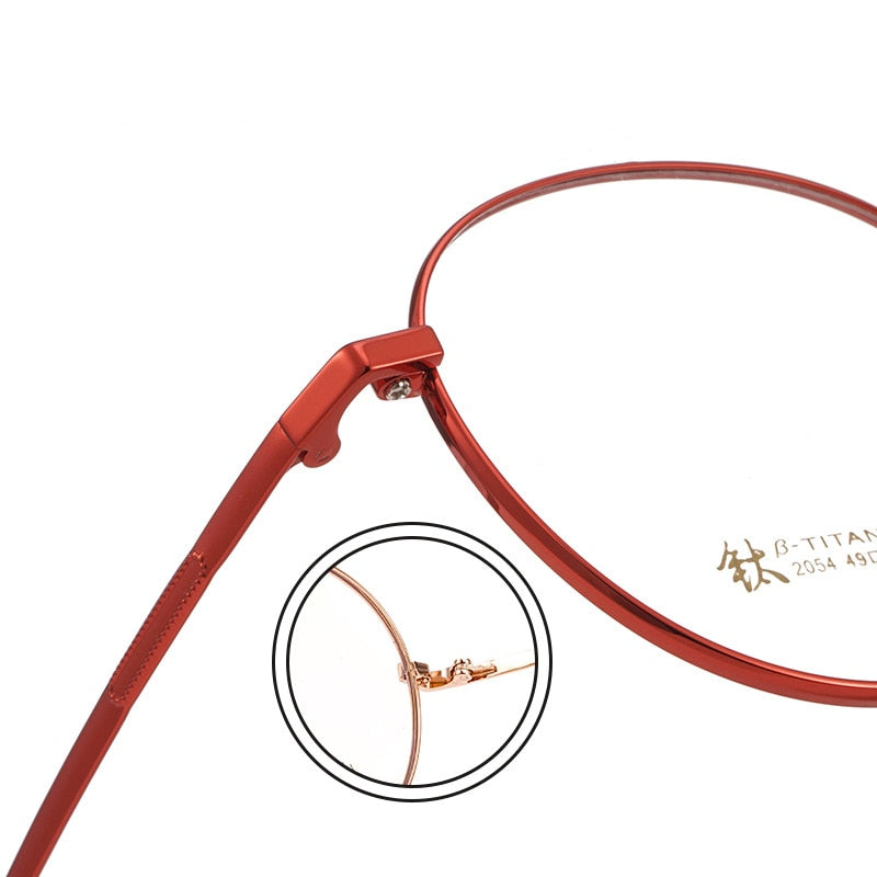 Yimaruili Women's Full Rim Round β Titanium Frame Eyeglasses 2054 Full Rim Yimaruili Eyeglasses
