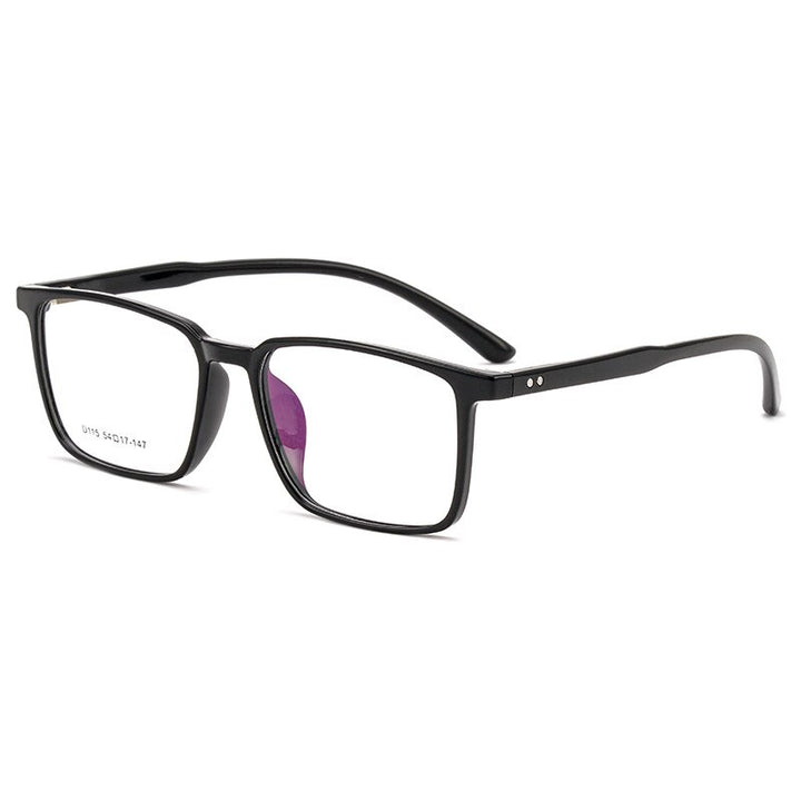 KatKani Unisex Full Rim Square TR 90 Frame Eyeglasses D115 Full Rim KatKani Eyeglasses Brihgt Black  
