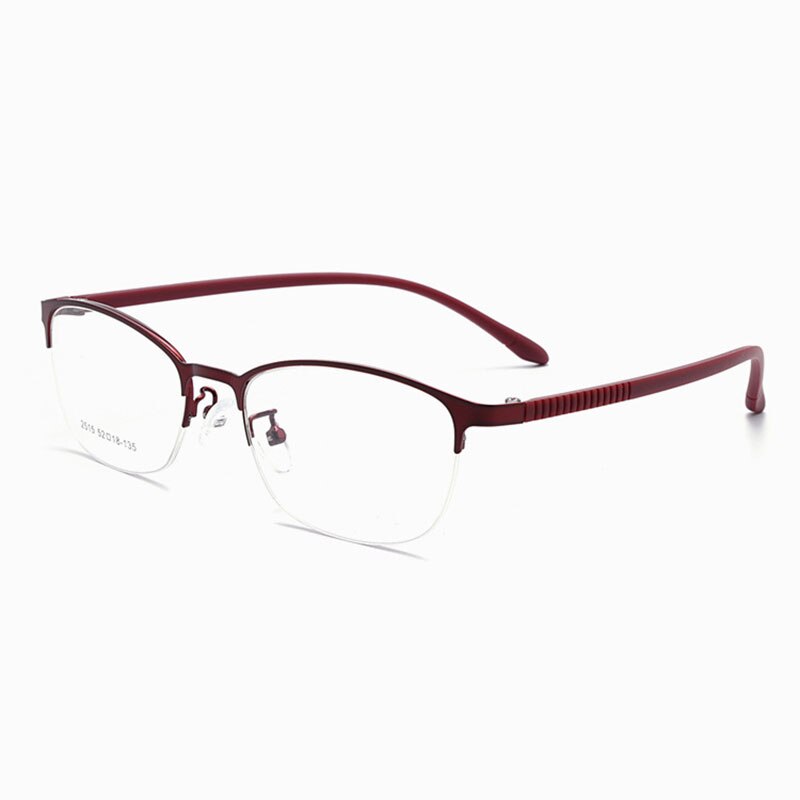 Hotony Unisex Full/Semi Rim Alloy Frame Eyeglasses 2516 Semi Rim Hotony Wine Red-Half Rim