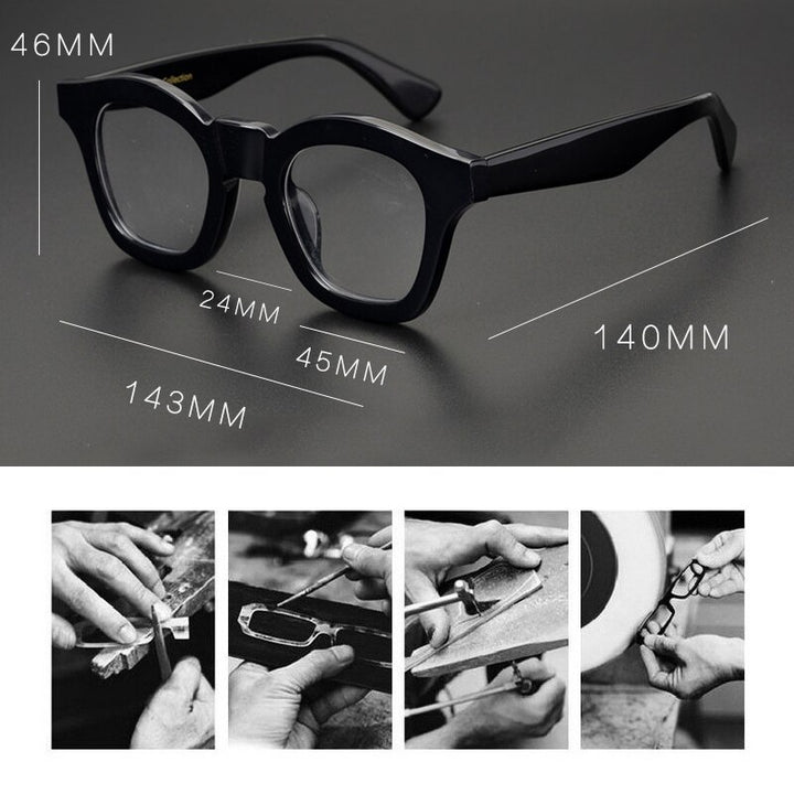 Gatenac Unisex Full Rim Acetate Handcrafted Round Frame Eyeglasses Zxyj16 Full Rim Gatenac