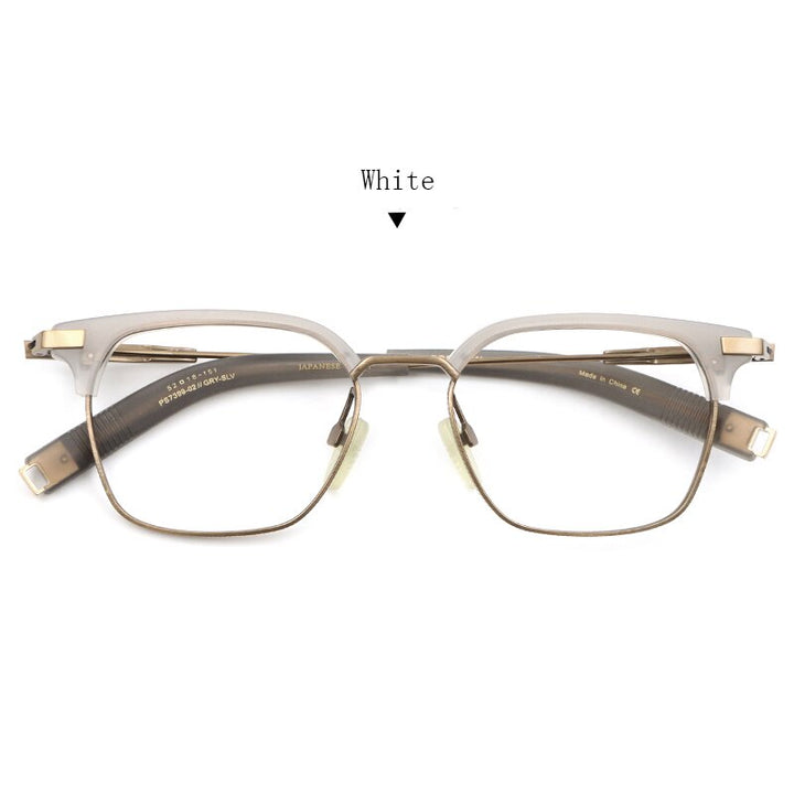 Hdcrafter Unisex Full Rim Square Titanium Frame Eyeglasses Ps7399 Full Rim Hdcrafter Eyeglasses White