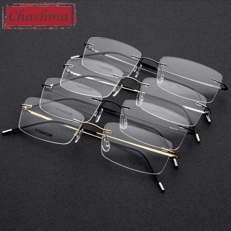 Chashma Men's RImless Rectangle Titanium Eyeglasses 3127 Rimless Chashma