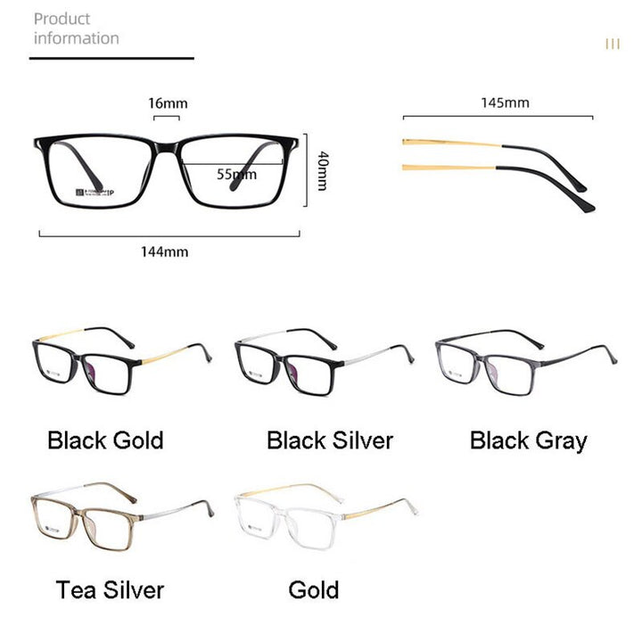 Hotochki Men's Full Rim Beta Titanium Frame Rectangular Eyeglasses 7036 Full Rim Hotochki