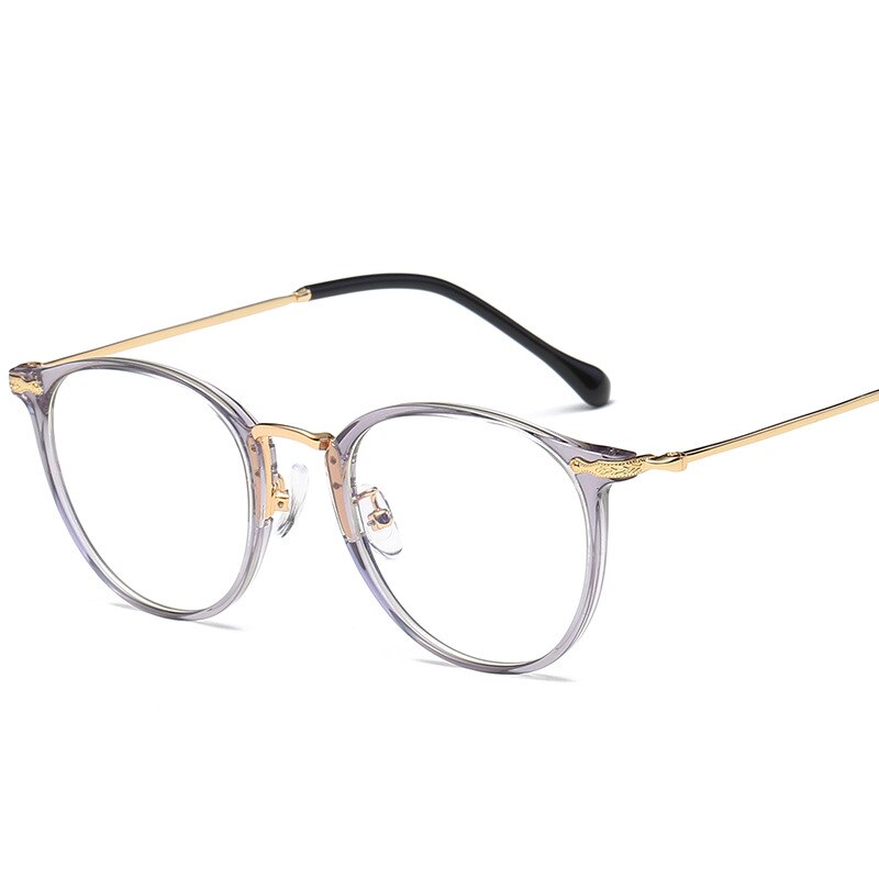 Yimaruili Women's Full Rim Round Resin Metal Frame Eyeglasses 8303 Full Rim Yimaruili Eyeglasses Purple Gold