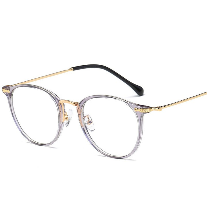 Yimaruili Women's Full Rim Round Resin Metal Frame Eyeglasses 8303 Full Rim Yimaruili Eyeglasses Purple Gold
