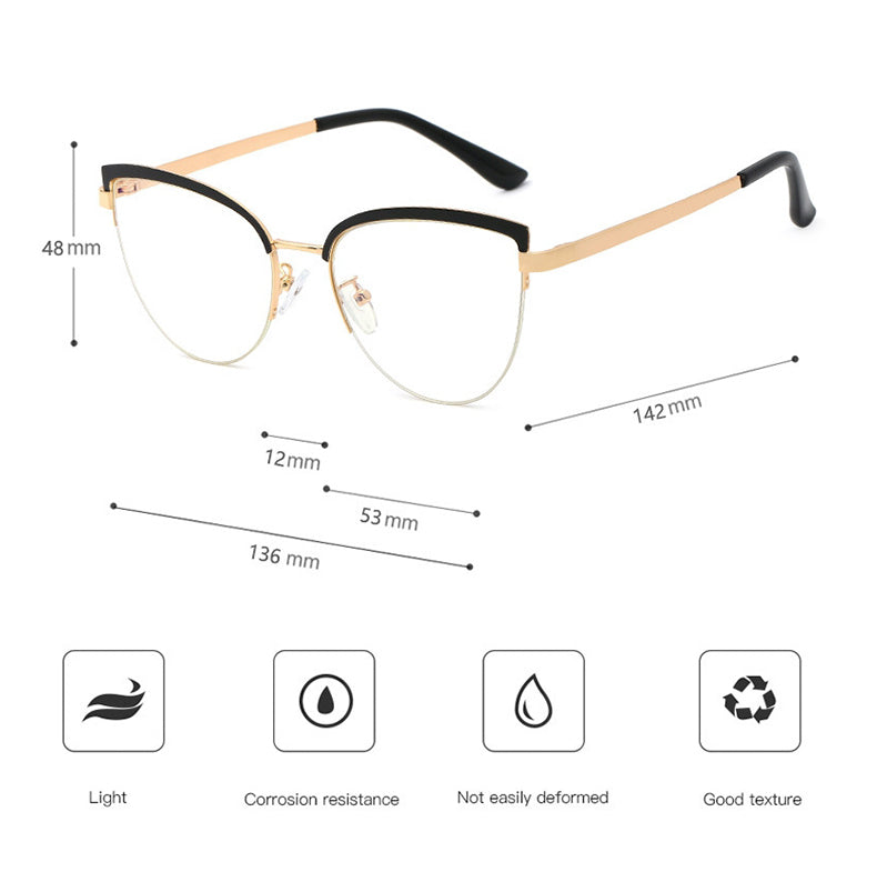 Hotony Women's Full Rim Cat Eye Alloy Frame Eyeglasses 95679 Full Rim Hotony