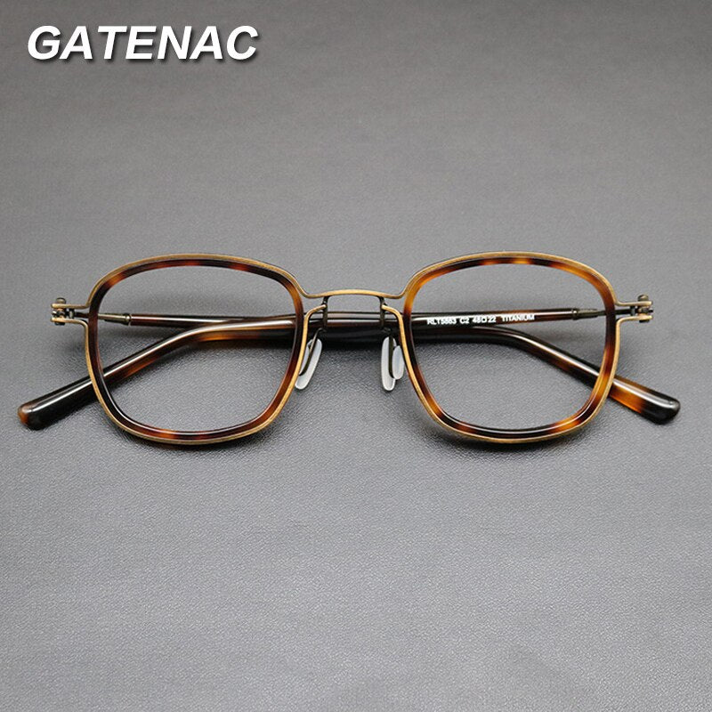 Gatenac Unisex Full Rim Round Titanium Acetate Frame Eyeglasses Gxyj667 Full Rim Gatenac
