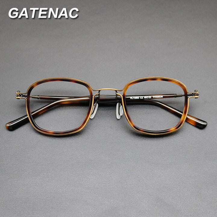 Gatenac Unisex Full Rim Round Titanium Acetate Frame Eyeglasses Gxyj667 Full Rim Gatenac