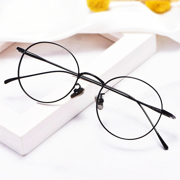 Yimaruili Unisex Full Rim Round Titanium Frame Eyeglasses 3216 Full Rim Yimaruili Eyeglasses