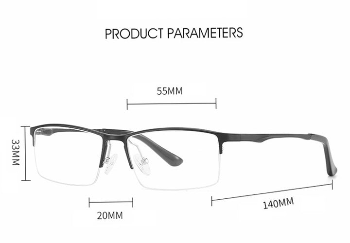 Hotony Unisex Semi Rim Rectangle Alloy Frame Eyeglasses 6263 Semi Rim Hotony