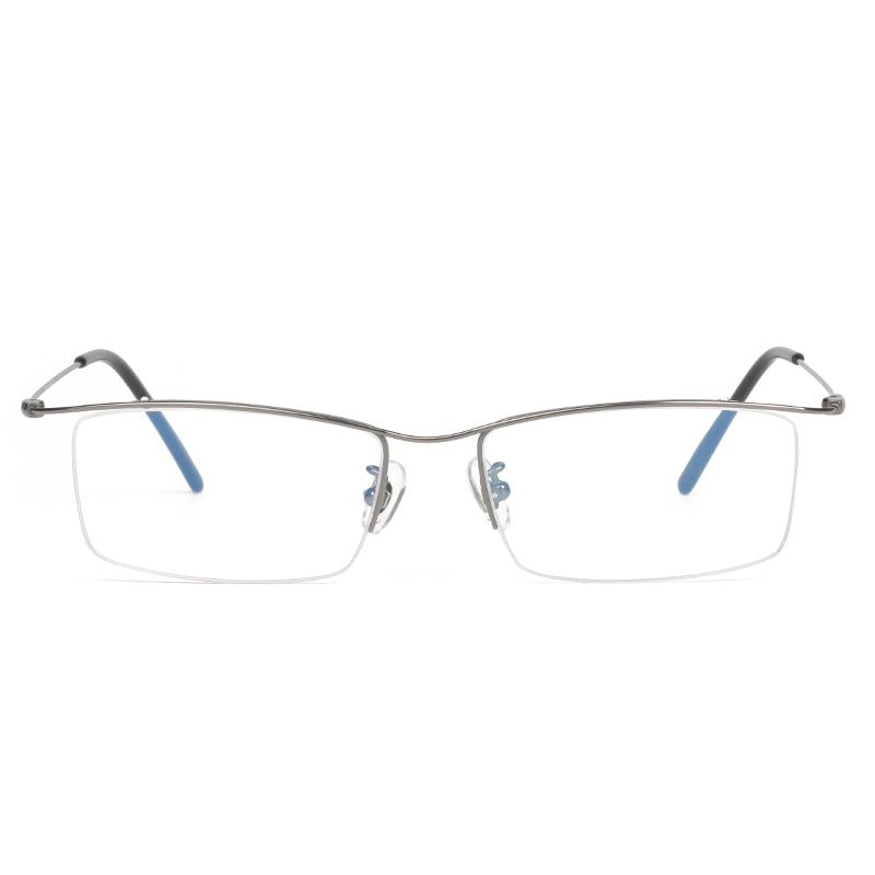 Reven Jate Men's Eyeglasses Browline Half Rim Titanium Ej1010 Spectacles Semi Rim Reven Jate grey