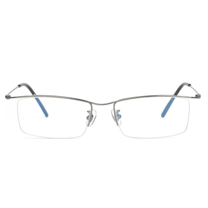Reven Jate Men's Eyeglasses Browline Half Rim Titanium Ej1010 Spectacles Semi Rim Reven Jate grey