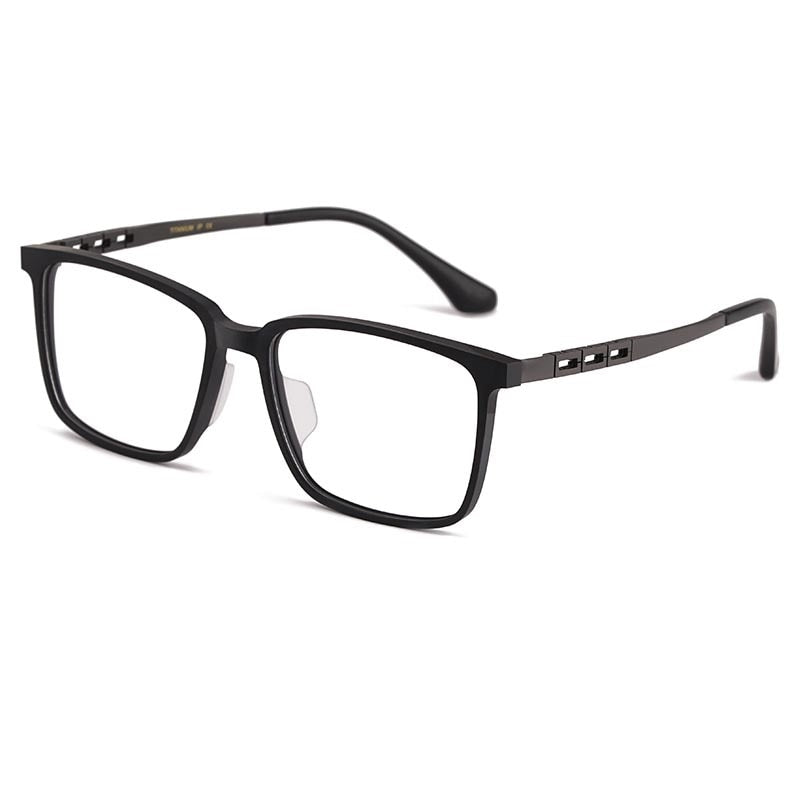 Yimaruili Men's Full Rim Titanium Frame Eyeglasses HT5022B Full Rim Yimaruili Eyeglasses Black Gray