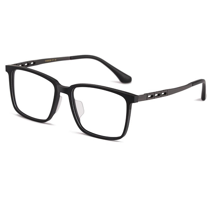 Yimaruili Men's Full Rim Titanium Frame Eyeglasses HT5022B Full Rim Yimaruili Eyeglasses Black Gray