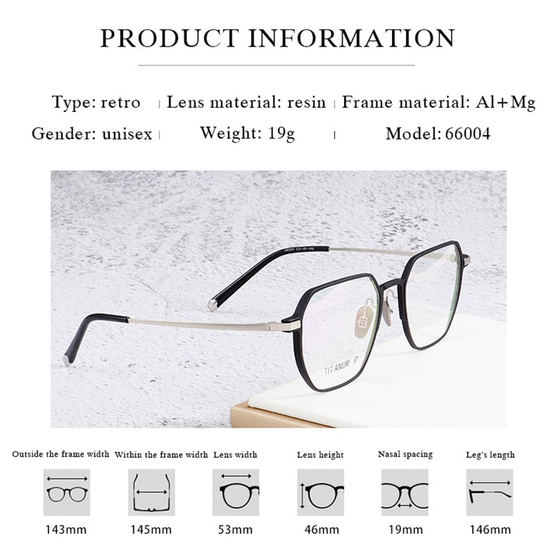Hotochki Unisex Full Rim Titanium Alloy IP Plated Frame Eyeglasses 66004 Full Rim Hotochki