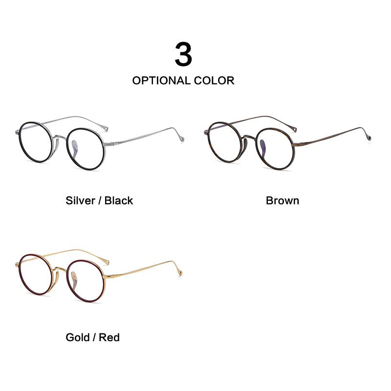 Muzz Men's Full Rim Round Titanium Acetate Frame Eyeglasses M70705 Full Rim Muzz