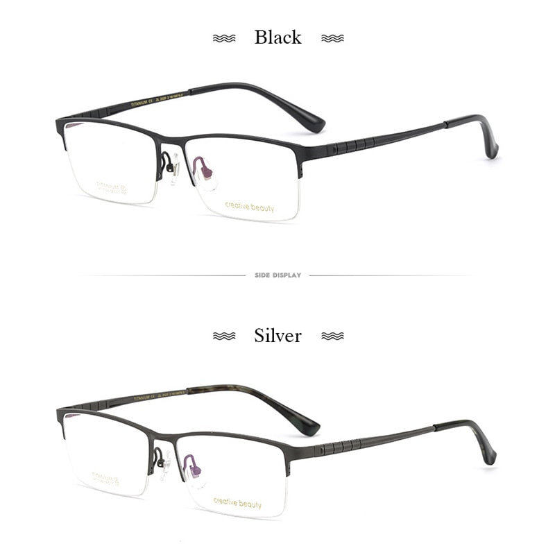 Hotochki Men's Semi Rim Titanium Frame Eyeglasses Ht1099 Semi Rim Hotochki