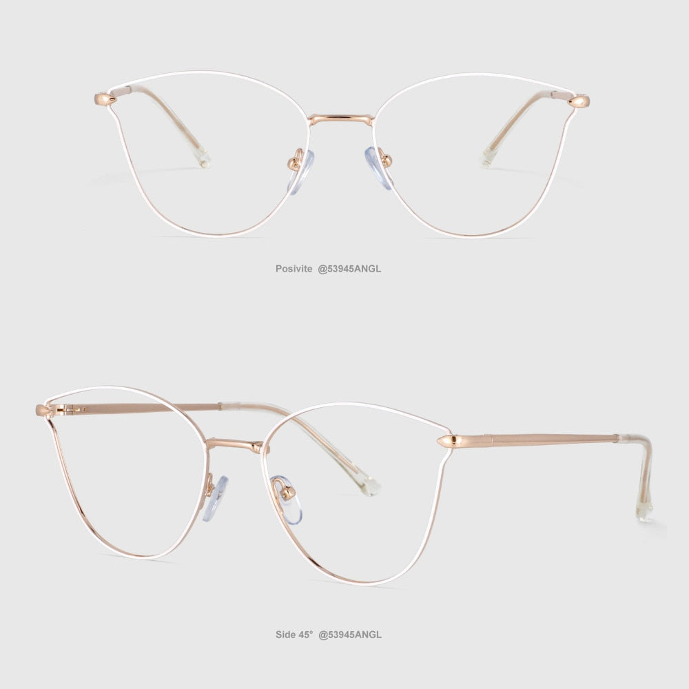 CCspace Unisex Full Rim Square Cat Eye Alloy Frame Eyeglasses 53945 Full Rim CCspace White