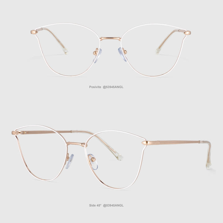 CCspace Unisex Full Rim Square Cat Eye Alloy Frame Eyeglasses 53945 Full Rim CCspace White