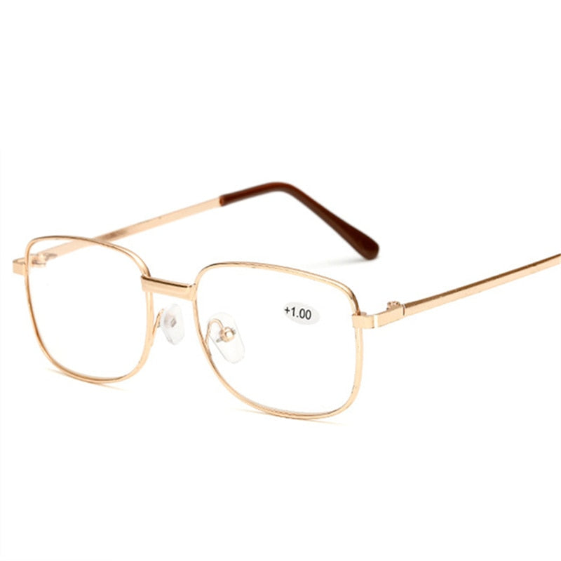 Yooske Unisex Full Rim Square Alloy Reading Glasses 7247 Reading Glasses Yooske China +100 Gold