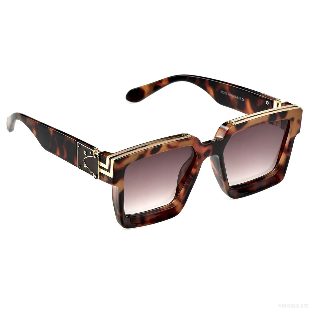 CCspace Unisex Full Rim Square Resin Frame Sunglasses 46167 Sunglasses CCspace Sunglasses A2Leopard LargeFrame