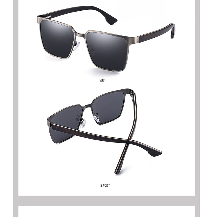 Yimaruili Men's Full Rim Square Wood/Stainless Steel Frame Polarized Lens Sunglasses 8037 Sunglasses Yimaruili Sunglasses