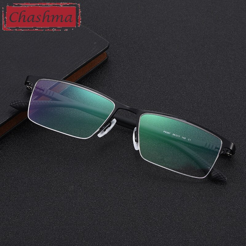 Chashma Ottica Men's Semi Rim Square Titanium Stainless Steel Eyeglasses 9387 Semi Rim Chashma Ottica