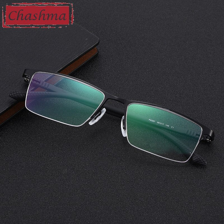 Chashma Ottica Men's Semi Rim Square Titanium Stainless Steel Eyeglasses 9387 Semi Rim Chashma Ottica