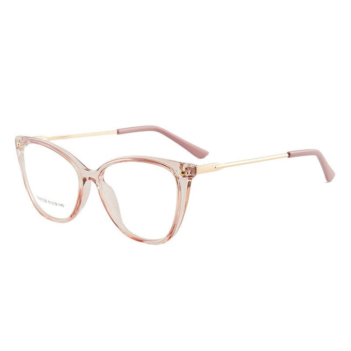 Hotony Woman's Full Rim Cat Eye TR 90 Resin Alloy Frame Eyeglasses 7008 Full Rim Hotony Pink