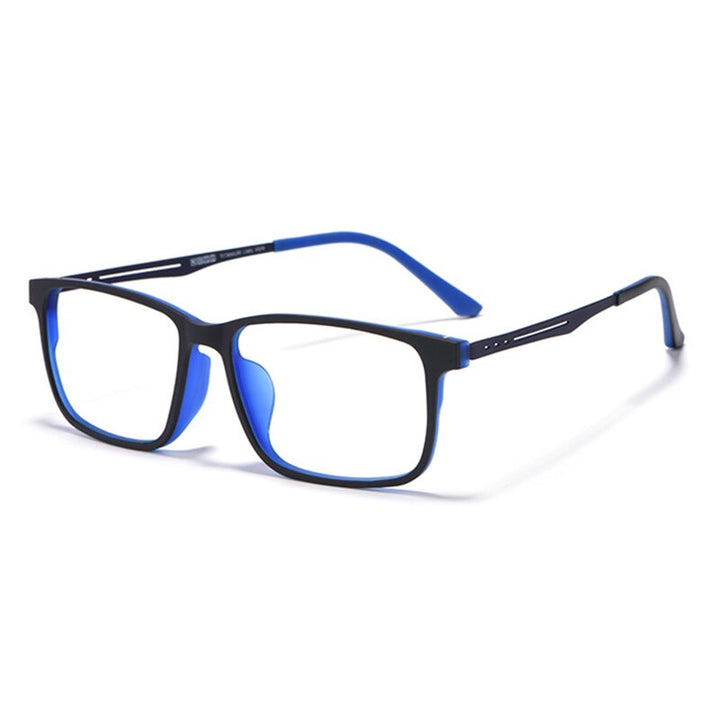 Hotony Unisex Full Rim TR 90 Square Frame Titanium Temple Eyeglasses 8838 Full Rim Hotony Blue