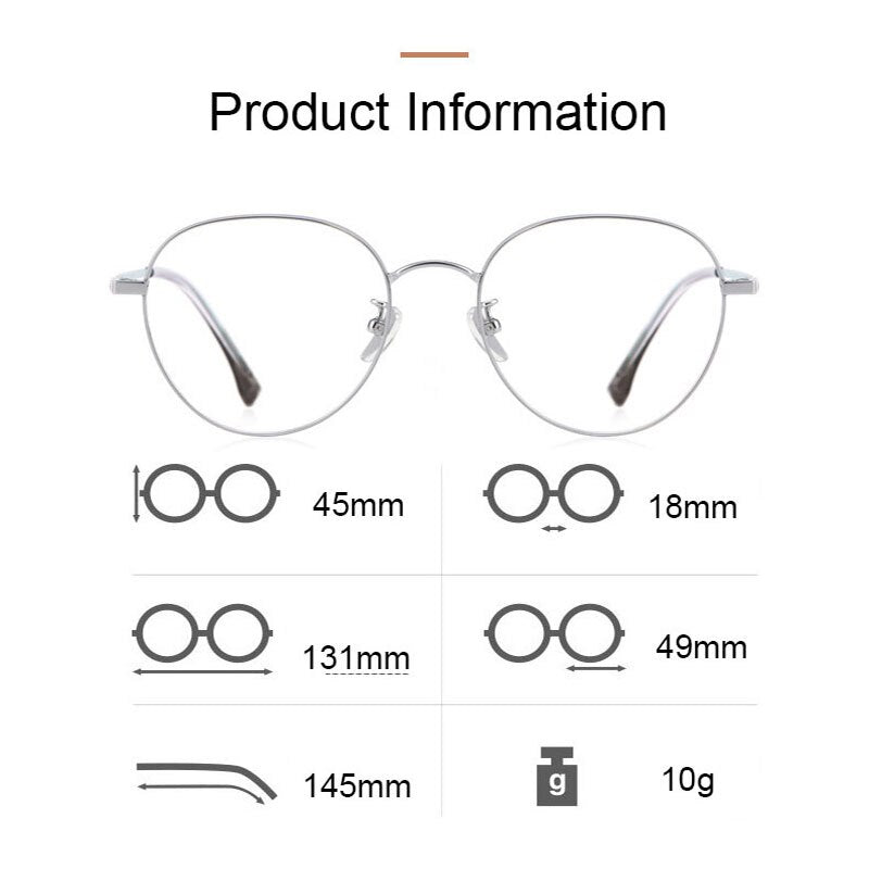 Hotony Women's Full Rim Round Beta Titanium Frame Spring Hinge Eyeglasses T3927 Full Rim Hotony