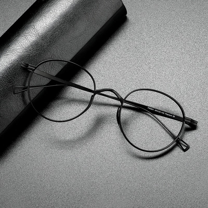 Gatenac Unisex Full Rim Round Titanium Frame Eyeglasses Gxyj485 Full Rim Gatenac Black