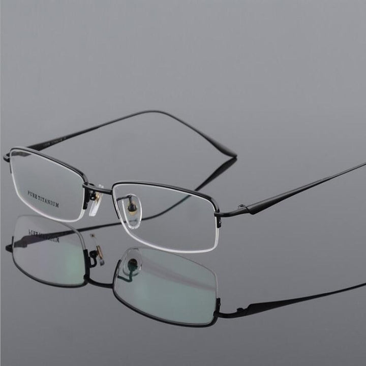 Hotochki Men's Semi Rim Titanium Frame Eyeglasses 8272 Semi Rim Hotochki black