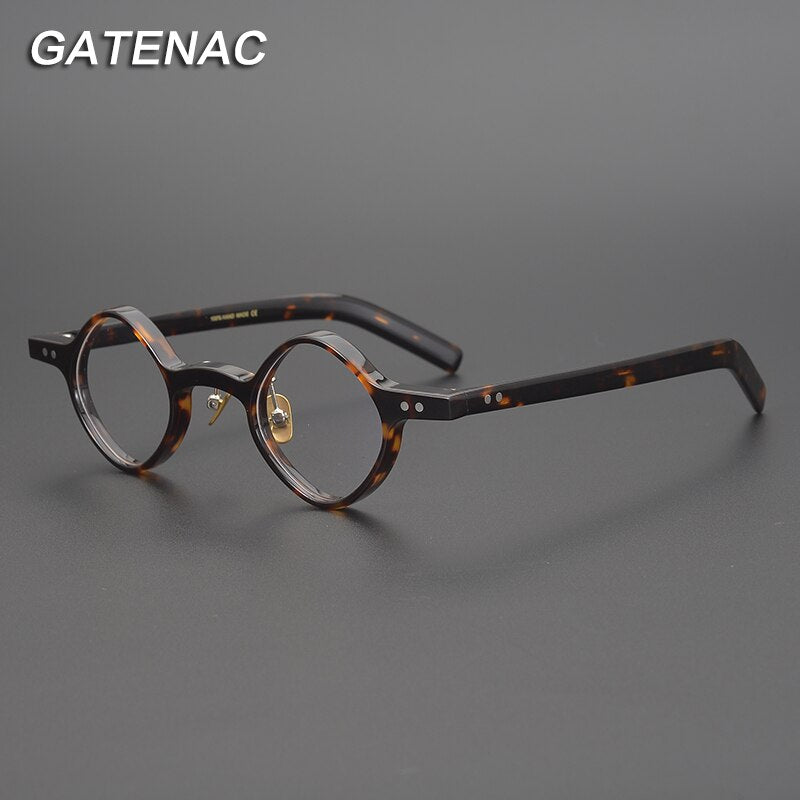 Gatenac Unisex Full Rim Round Acetate Frame Eyeglasses Gxyj704 Full Rim Gatenac