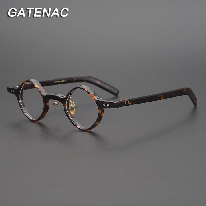 Gatenac Unisex Full Rim Round Acetate Frame Eyeglasses Gxyj704 Full Rim Gatenac