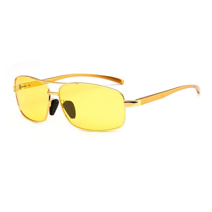 Reven Jate Men's Full Rim Rectangle Alloy Polarized Sunglasses 2458 Sunglasses Reven Jate golden-yellow