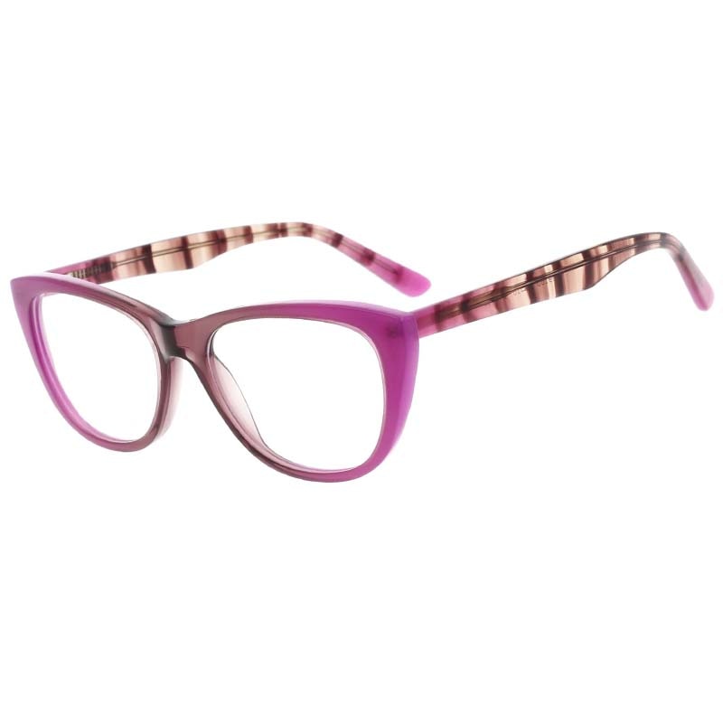 CCspace Unisex Full Rim Oval Cat Eye Acetate Frame Eyeglasses 53408 Full Rim CCspace Purple