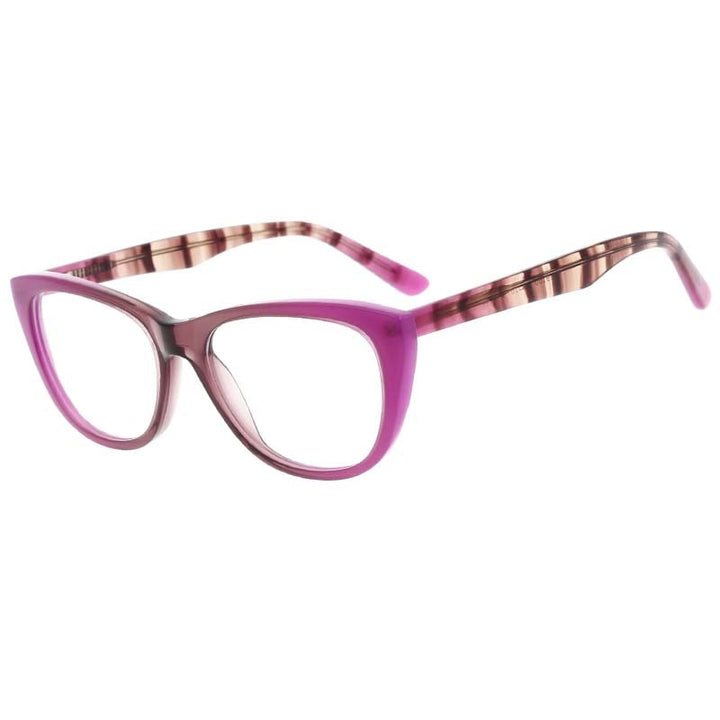 CCspace Unisex Full Rim Oval Cat Eye Acetate Frame Eyeglasses 53408 Full Rim CCspace Purple