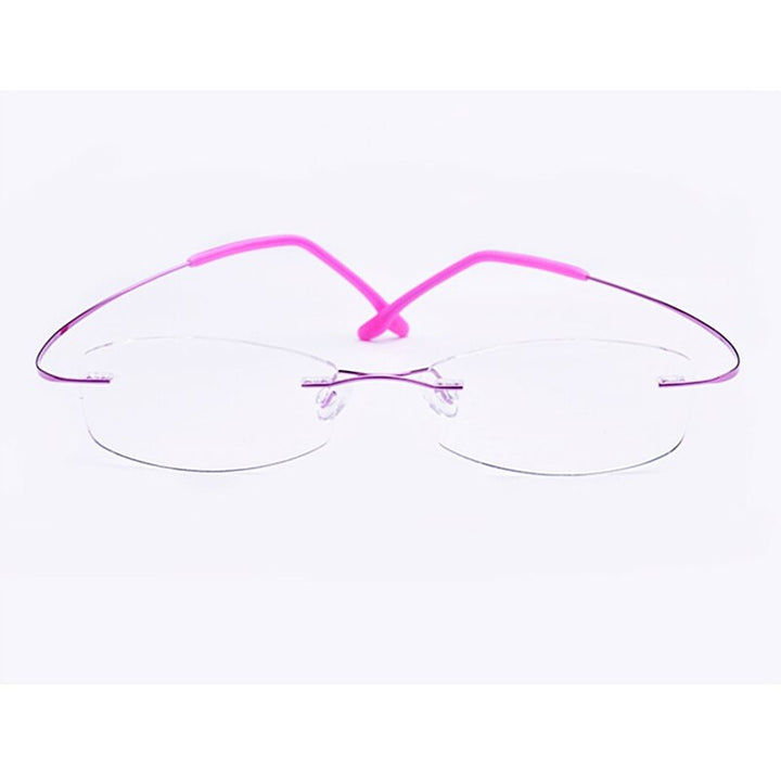 Yimaruili Unisex Rimless TR 90 Resin β Titanium Frame Eyeglasses Rimless Yimaruili Eyeglasses Purple