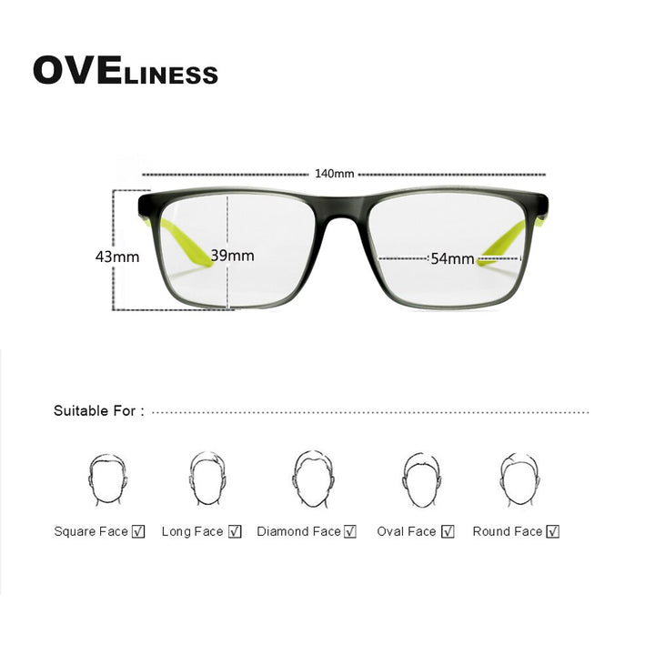 Oveliness Unisex Full Rim Square Tr 90 Titanium Eyeglasses Ol71p32 Full Rim Oveliness